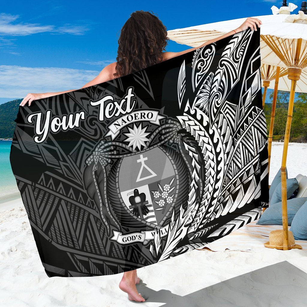 Nauru Sarong - Custom Personalised Wings Style Sarong - Nauru One Size Black - Polynesian Pride