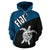 Fiji Tapa Hoodie Fiji Turtle Mermaid Blue Dark - Polynesian Pride