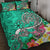 Polynesian Quilt Bed Set - Turtle Plumeria Turquoise Color Turquoise - Polynesian Pride