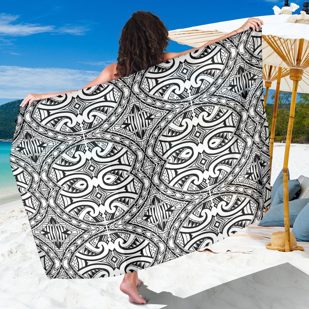 Polynesian Tribal Sarong Grown BMW Premium Polyester Black One Size - Polynesian Pride