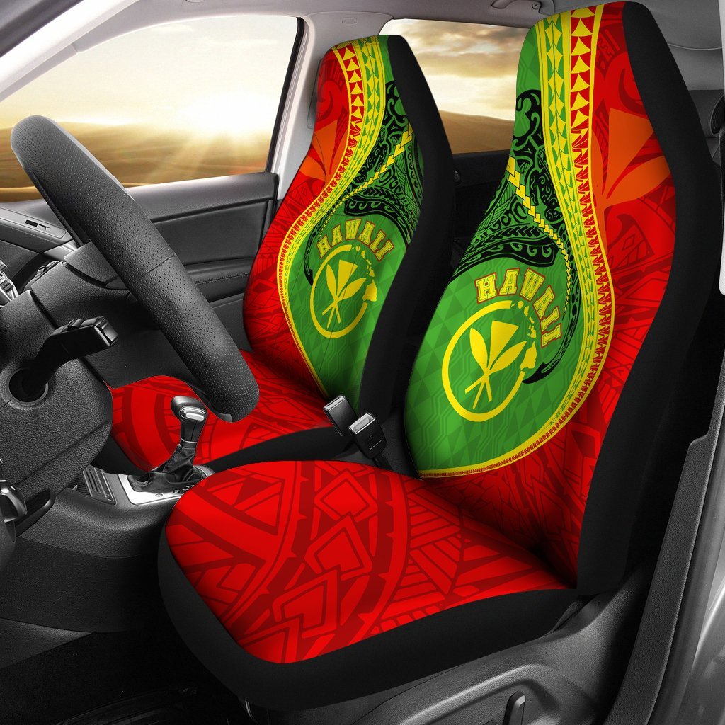 Kanaka Maoli Car Seat Covers Hawaii Kanaloa Tatau Universal Fit Black - Polynesian Pride