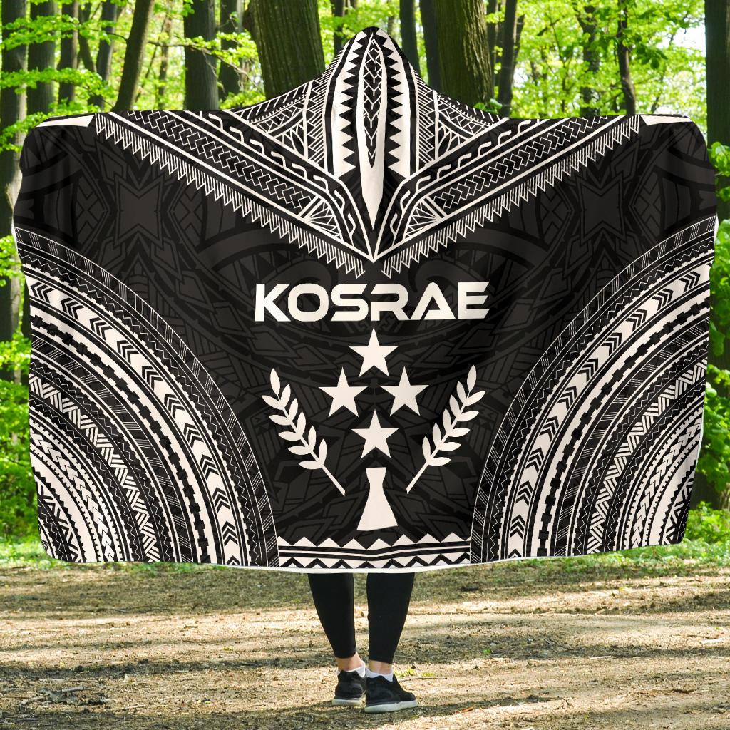 Kosrae Polynesian Chief Hooded Blanket - Black Version Hooded Blanket Black - Polynesian Pride