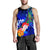 Samoa Men's Tank Top - Humpback Whale with Tropical Flowers (Blue) - Polynesian Pride