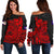 American Samoa Off Shoulder Sweater - Polynesian Lizard RED - Polynesian Pride