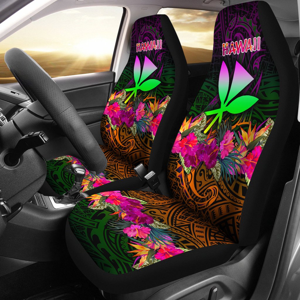 Polynesian Hawaii Kanaka Maoli Car Seat Covers - Summer Hibiscus Universal Fit Reggae - Polynesian Pride