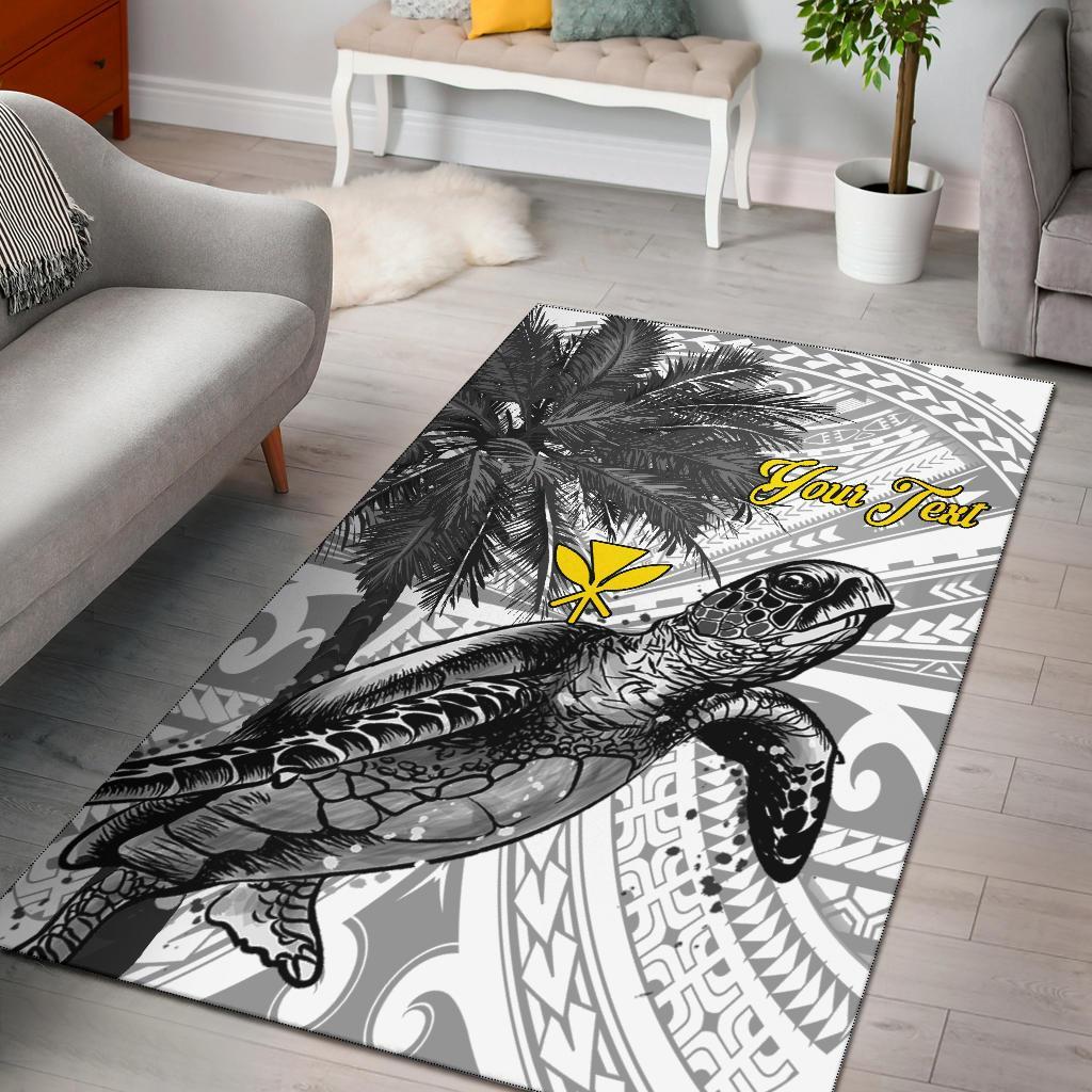 Hawaii Custom Personalised Area Rug - Turtle Palm Tree White White - Polynesian Pride