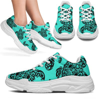Polynesian Turtle Palm And Sea Pebbles Turquoise Chunky Sneakers Men's Chunky Sneakers - White Sole - Polynesian Pride