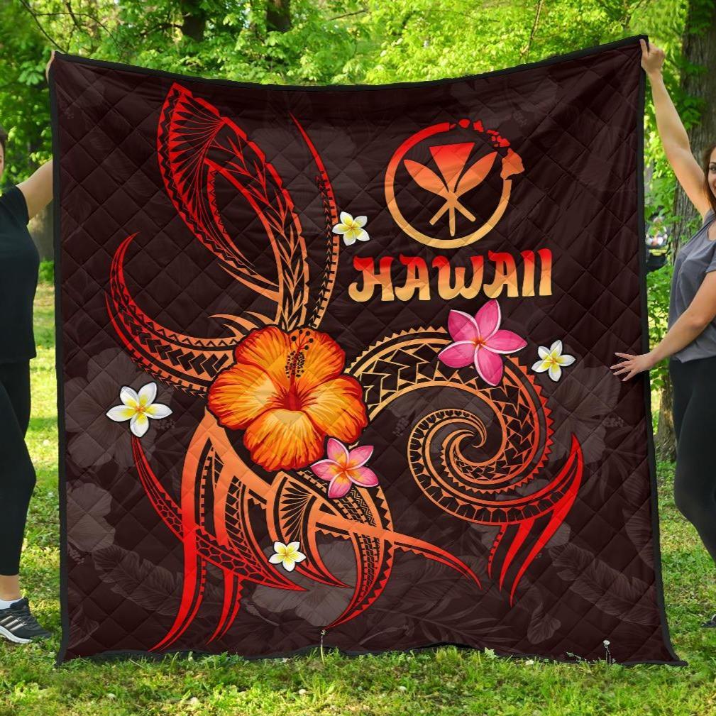 Polynesian Hawaii Premium Quilt - Legend of Kanaka Maoli (Red) Red - Polynesian Pride