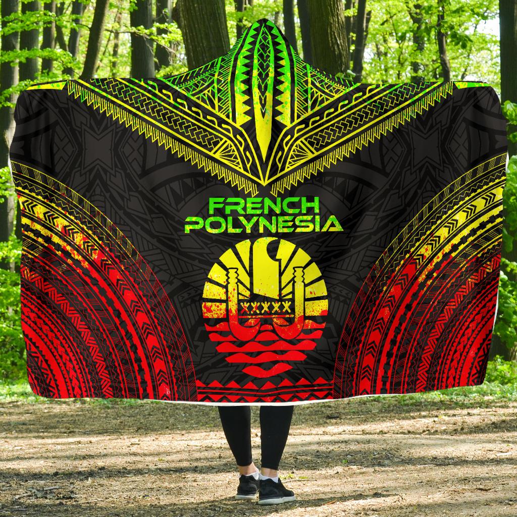 French Polynesia Polynesian Chief Hooded Blanket - Reggae Version Hooded Blanket Reggae - Polynesian Pride