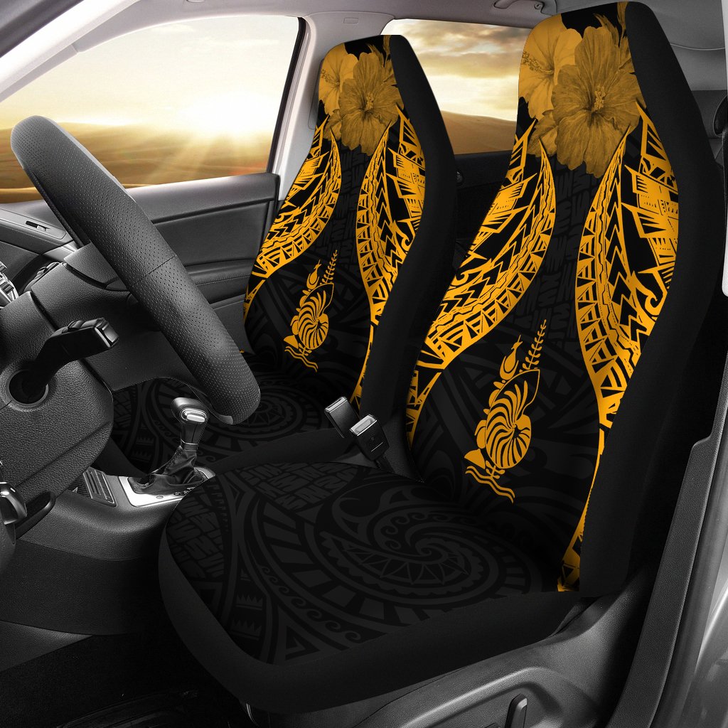 New Caledonia Polynesian Car Seat Covers Pride Seal And Hibiscus Gold Universal Fit Gold - Polynesian Pride