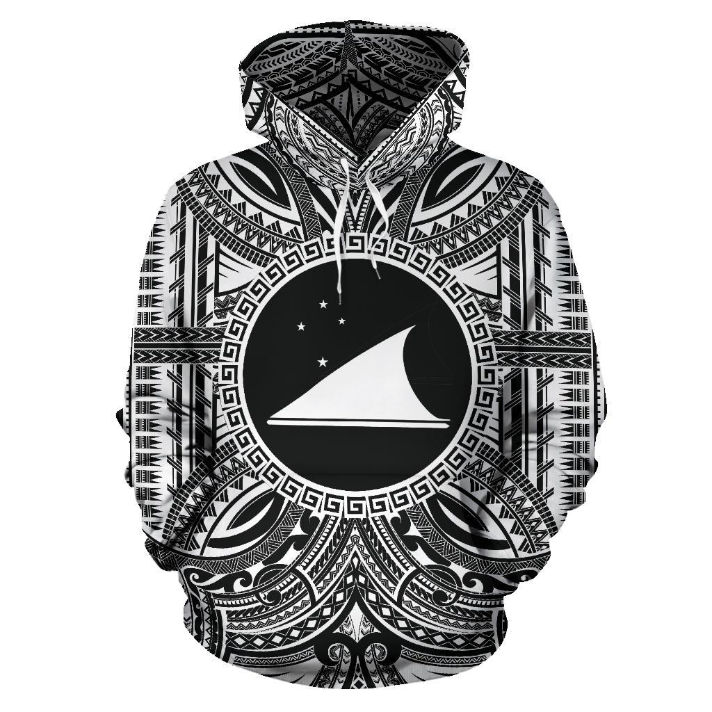 Tokelau ll Over Hoodie Tokelau Coat of rms Polynesian White Black Unisex Black - Polynesian Pride