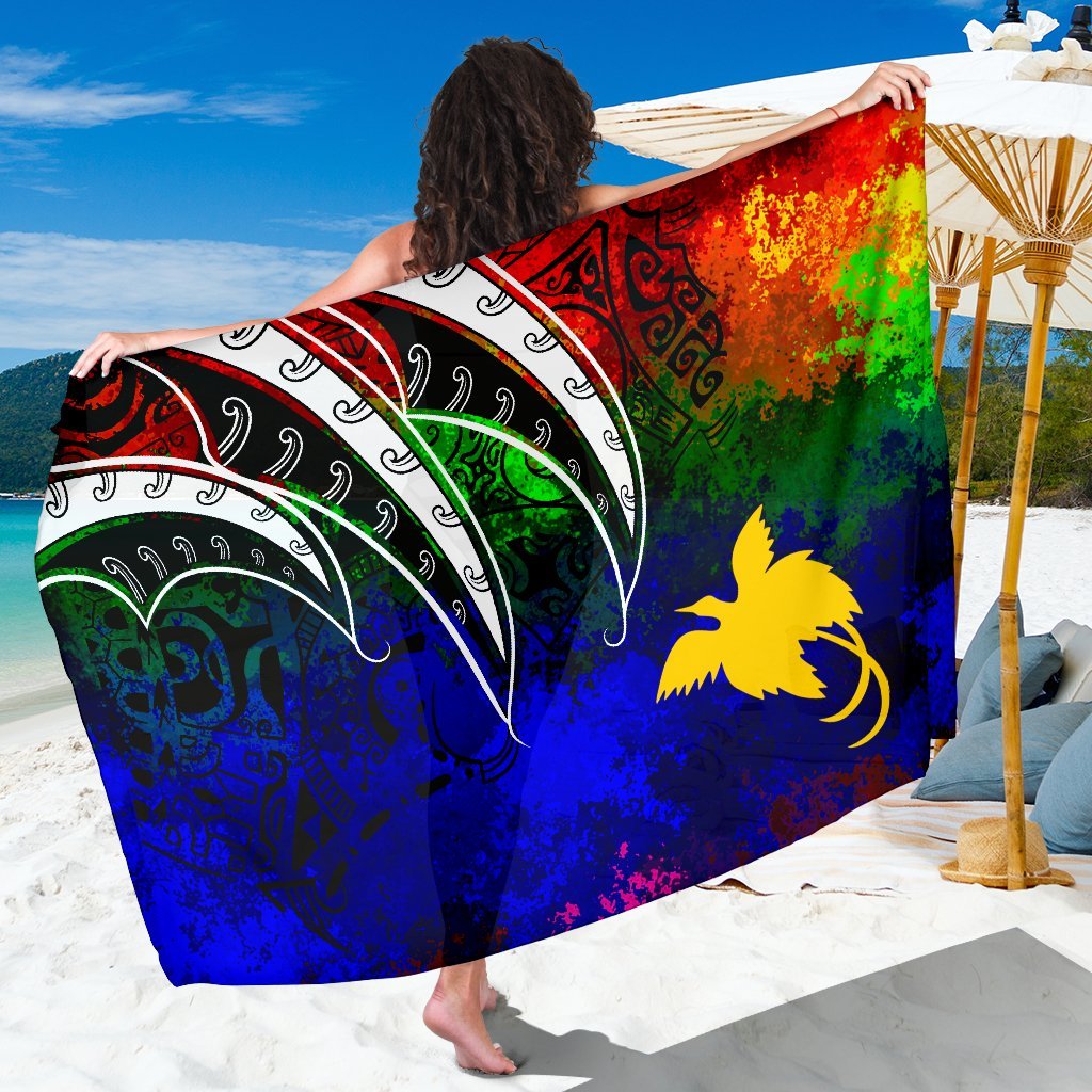 Papua New Guinea Sarong - Tropical Leaf Rainbow Color One Style One Size Rainbow Color - Polynesian Pride