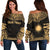 Marshall Islands Polynesian Chief Custom Personalised Women's Off Shoulder Sweater - Gold Version Gold - Polynesian Pride