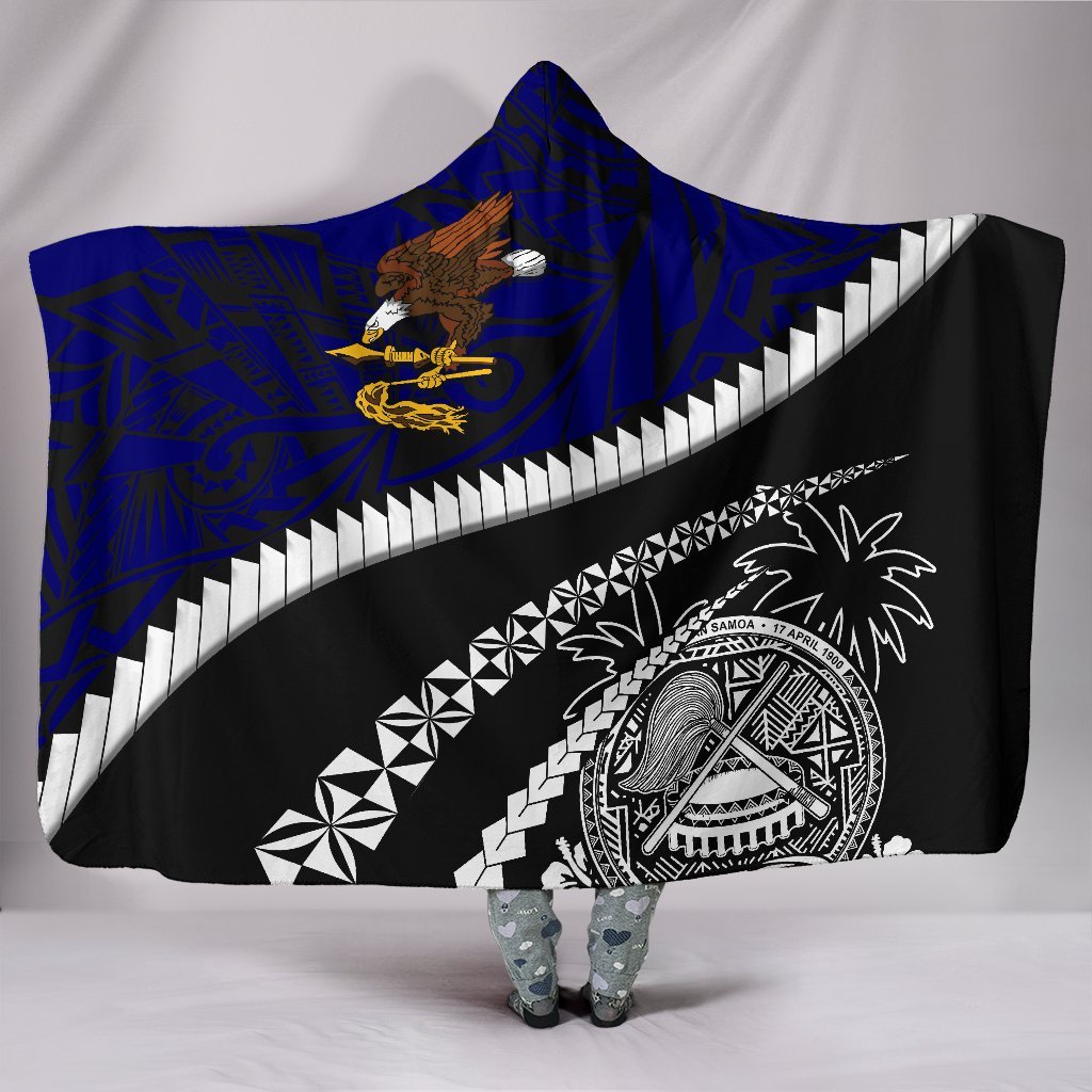 American Samoa Hooded Blanket - Road to Hometown Hooded Blanket White - Polynesian Pride