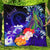 Chuuk Premium Quilt - Humpback Whale with Tropical Flowers (Blue) Blue - Polynesian Pride