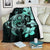 Hibiscus Plumeria Mix Polynesian Turquoise Turtle Premium Blanket White - Polynesian Pride