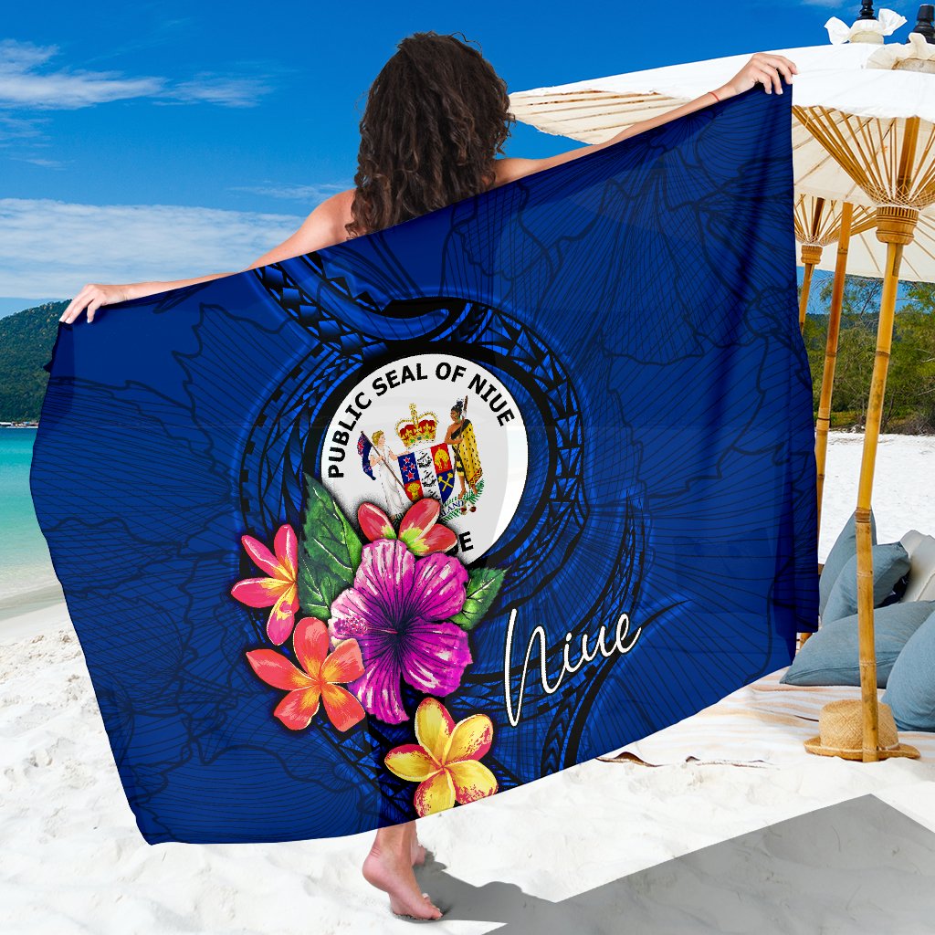 Niue Polynesian Sarong - Floral With Seal Blue Women One Size Blue - Polynesian Pride