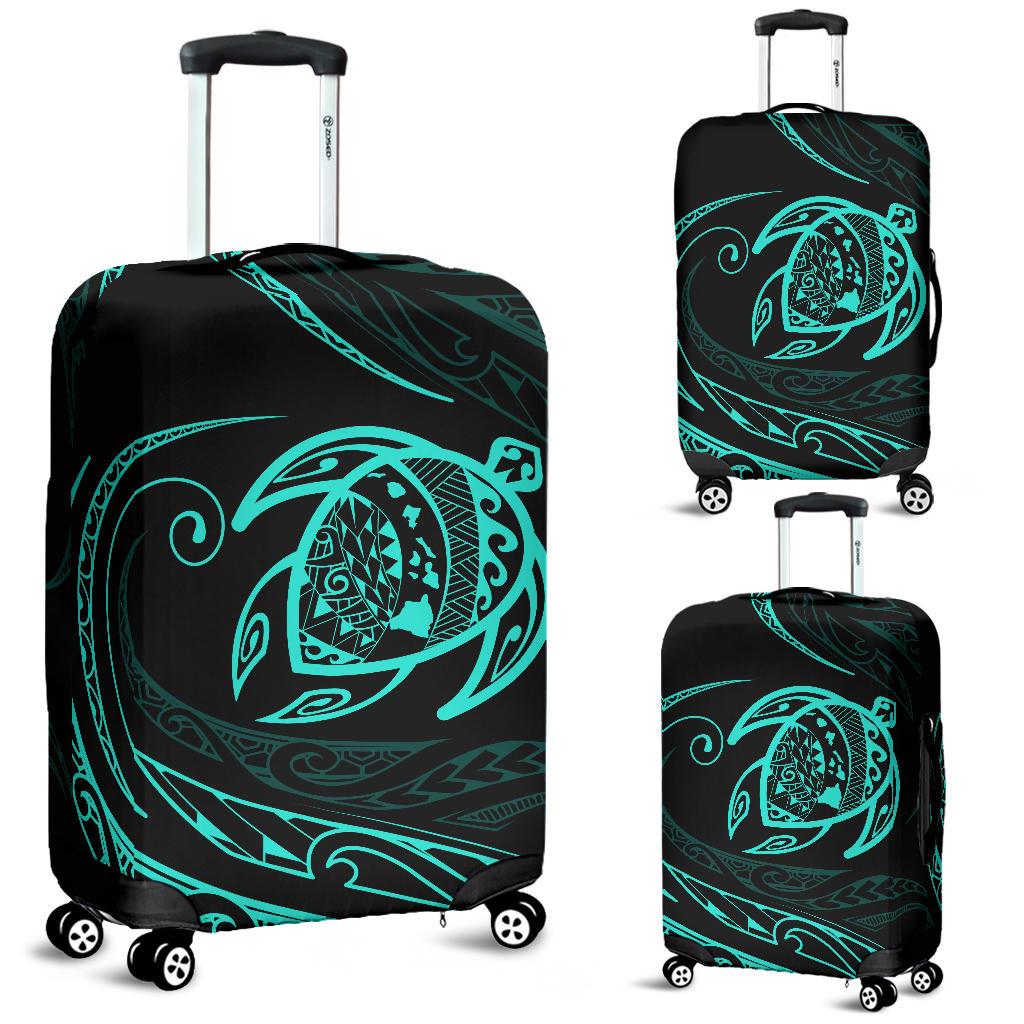 Hawaii Turtle Luggage Covers - Turquoise - Frida Style Black - Polynesian Pride