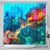 Pohnpei Shower Curtain - Sea Turtle Coral Treasure 177 x 172 (cm) BLACK - Polynesian Pride