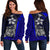 Federated States of Micronesia Women Off Shoulder Sweater Blue - Turtle With Hook Blue - Polynesian Pride