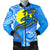 Palau Polynesian Men's Bomber Jacket - Palau Flag with Polynesian Tattoo Blue - Polynesian Pride