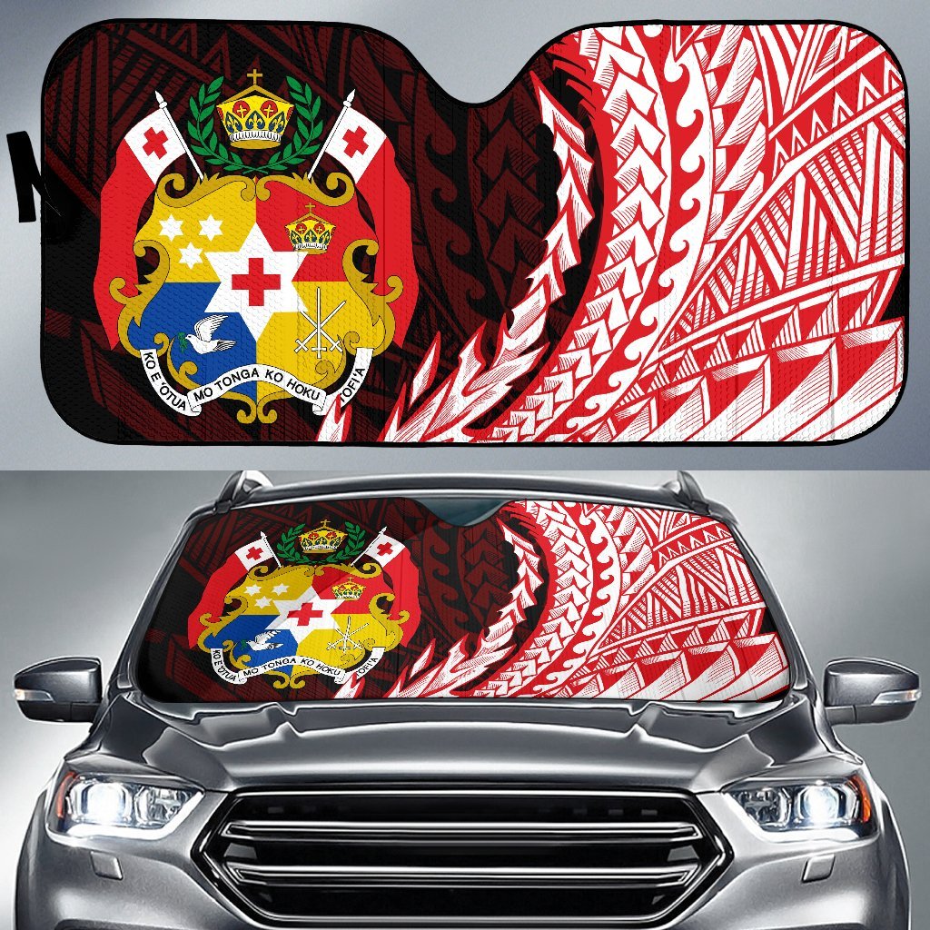 Tonga Auto Sun Shades - Wings Style Auto Sun Shade Universal Fit Black - Polynesian Pride