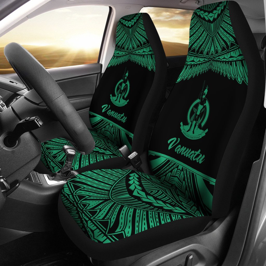 Vanuatu Polynesian Car Seat Covers - Pride Green Version Universal Fit Green - Polynesian Pride