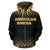 American Samoa All Over Zip up Hoodie Polynesian Gold Fog Unisex Black - Polynesian Pride