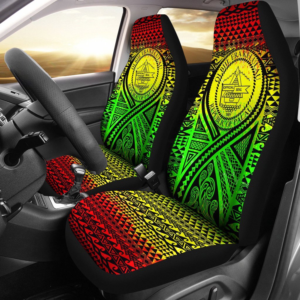 Palau Car Seat Cover - Palau Seal Polynesian Tattoo Reggae Universal Fit Reggae - Polynesian Pride