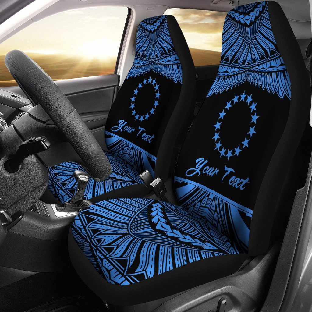 Cook Islands Polynesian Custom Personalised Car Seat Covers - Pride Blue Version Universal Fit Blue - Polynesian Pride