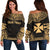 Wallis And Futuna Polynesian Chief Custom Personalised Women's Off Shoulder Sweater - Gold Version Gold - Polynesian Pride