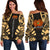 Papua New Guinea Women's Off Shoulder Sweater - Polynesian Tattoo Gold Gold - Polynesian Pride