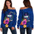 Samoa Women's Off Shoulder Sweater - Samoa Flag with Polynesian Patterns - Polynesian Pride