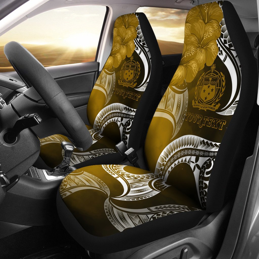 Samoa Custom Personalised Car Seat Covers - Samoa Seal Wave Style (Gold) Universal Fit Gold - Polynesian Pride