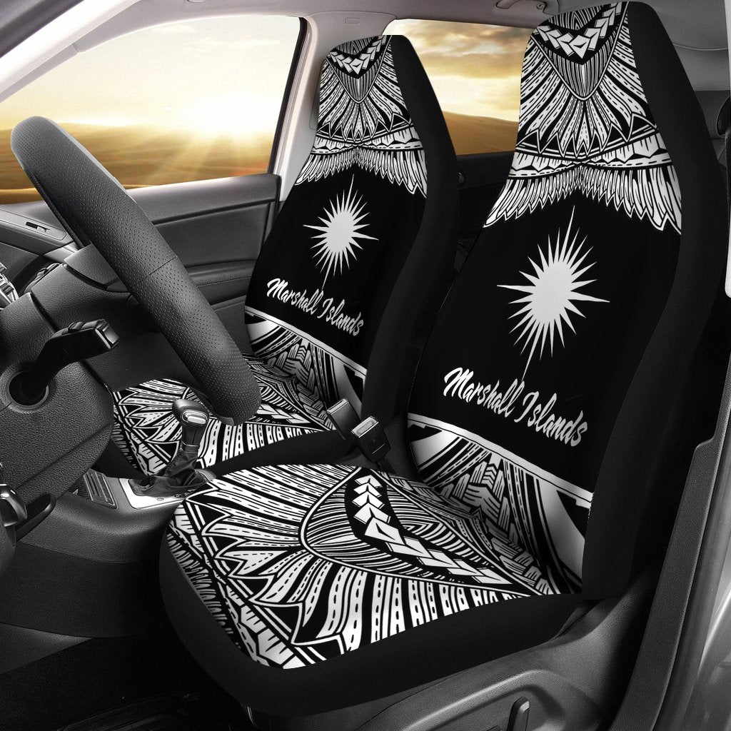 Marshall Islands Polynesian Car Seat Covers - Pride White Version Universal Fit White - Polynesian Pride