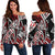 New Caledonia Women's Off Shoulder Sweaters - Tribal Flower Special Pattern Red Color Red - Polynesian Pride