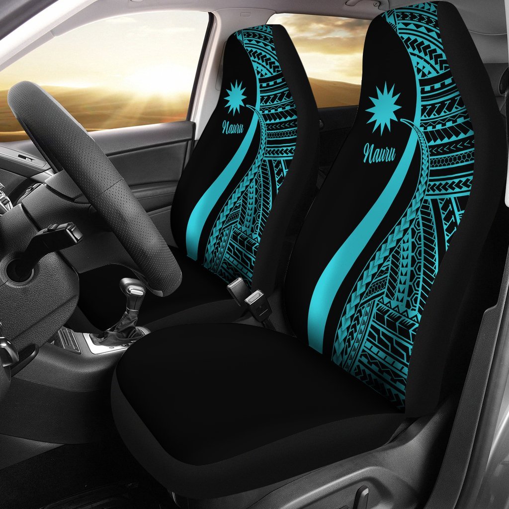 Nauru Car Seat Covers - Turquoise Polynesian Tentacle Tribal Pattern Universal Fit Turquoise - Polynesian Pride