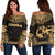 Tonga Polynesian Chief Women's Off Shoulder Sweater - Gold Version Gold - Polynesian Pride