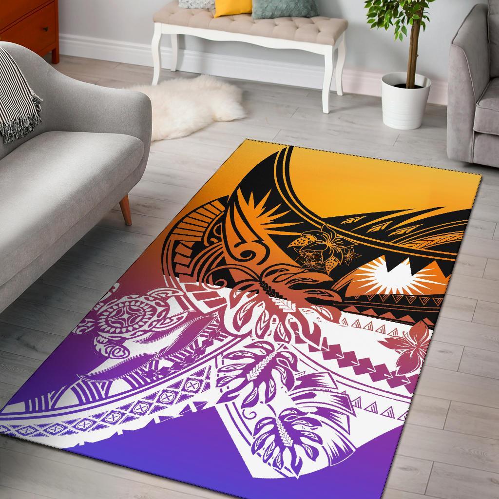 Marshall Island Area Rug - Tribal Jungle Pattern Purple - Polynesian Pride