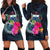 Samoa Polynesian Women's Hoodie Dress - Tropical Flower Blue - Polynesian Pride