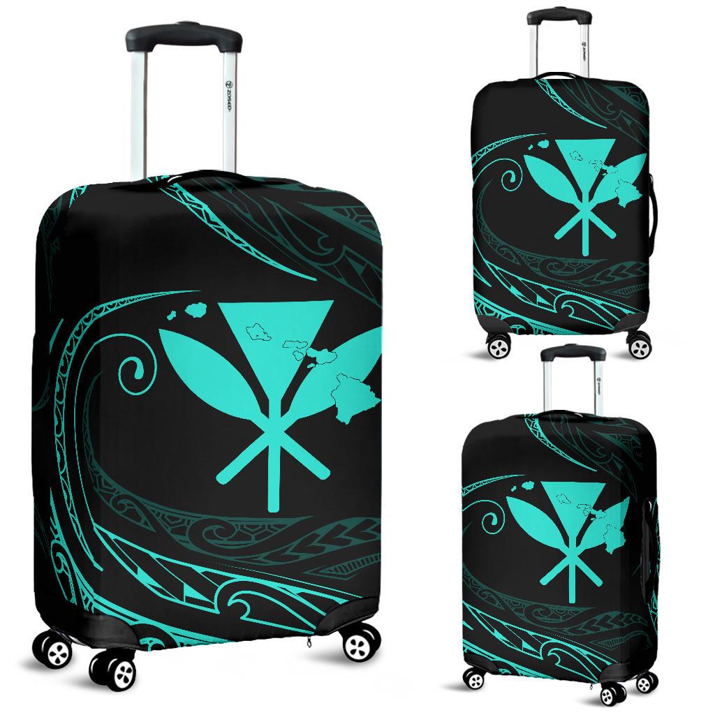 Kanaka Luggage Covers - Turquoise - Frida Style Black - Polynesian Pride