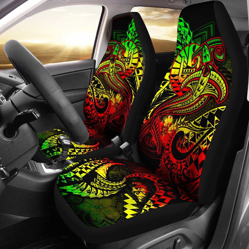 Tahiti Car Seat Covers - Reggae Shark Polynesian Tattoo Universal Fit Reggae - Polynesian Pride