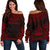 Vanuatu Polynesian Chief Women's Off Shoulder Sweater - Red Version Red - Polynesian Pride