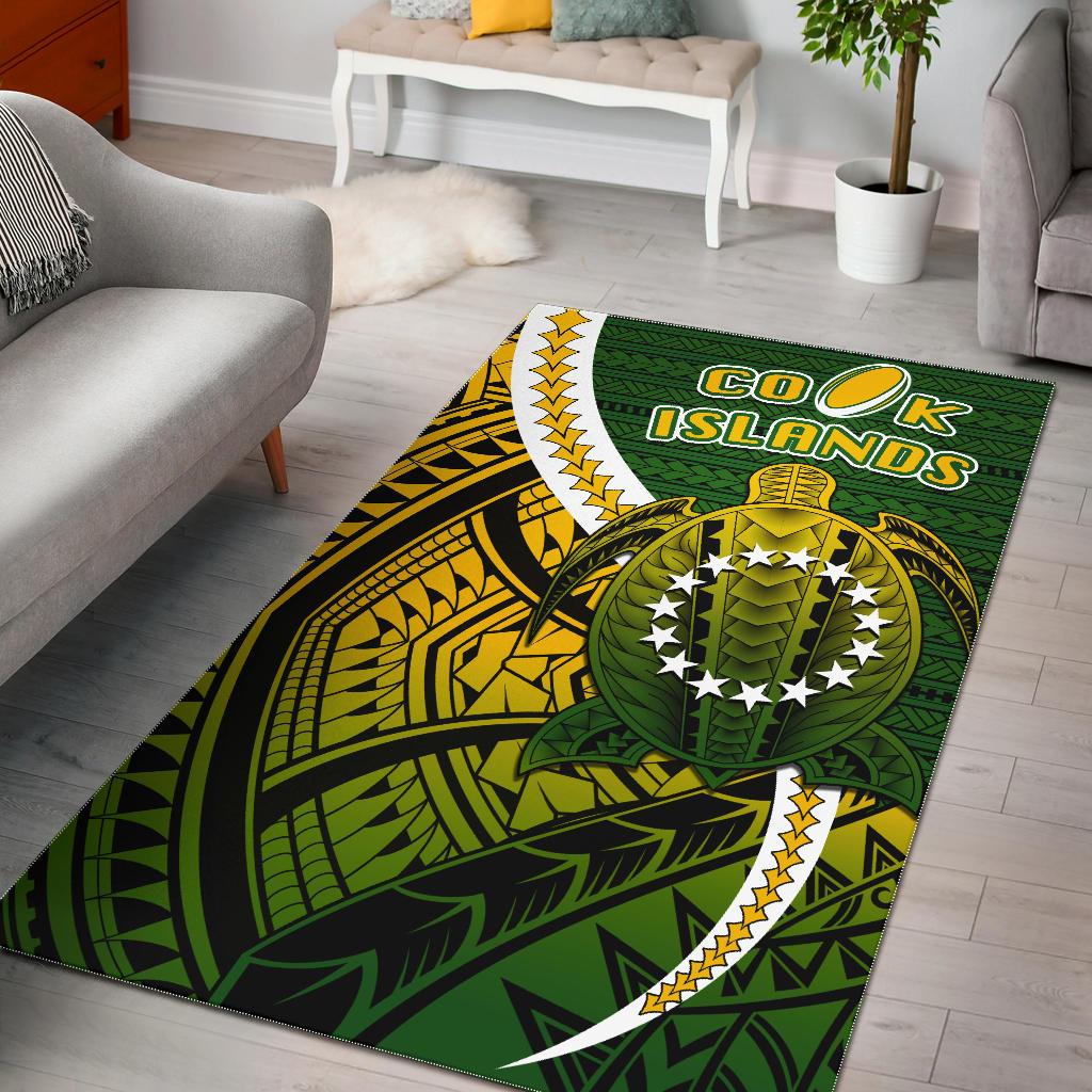 Cook Islands Area Rug Style Turtle Rugby Green - Polynesian Pride