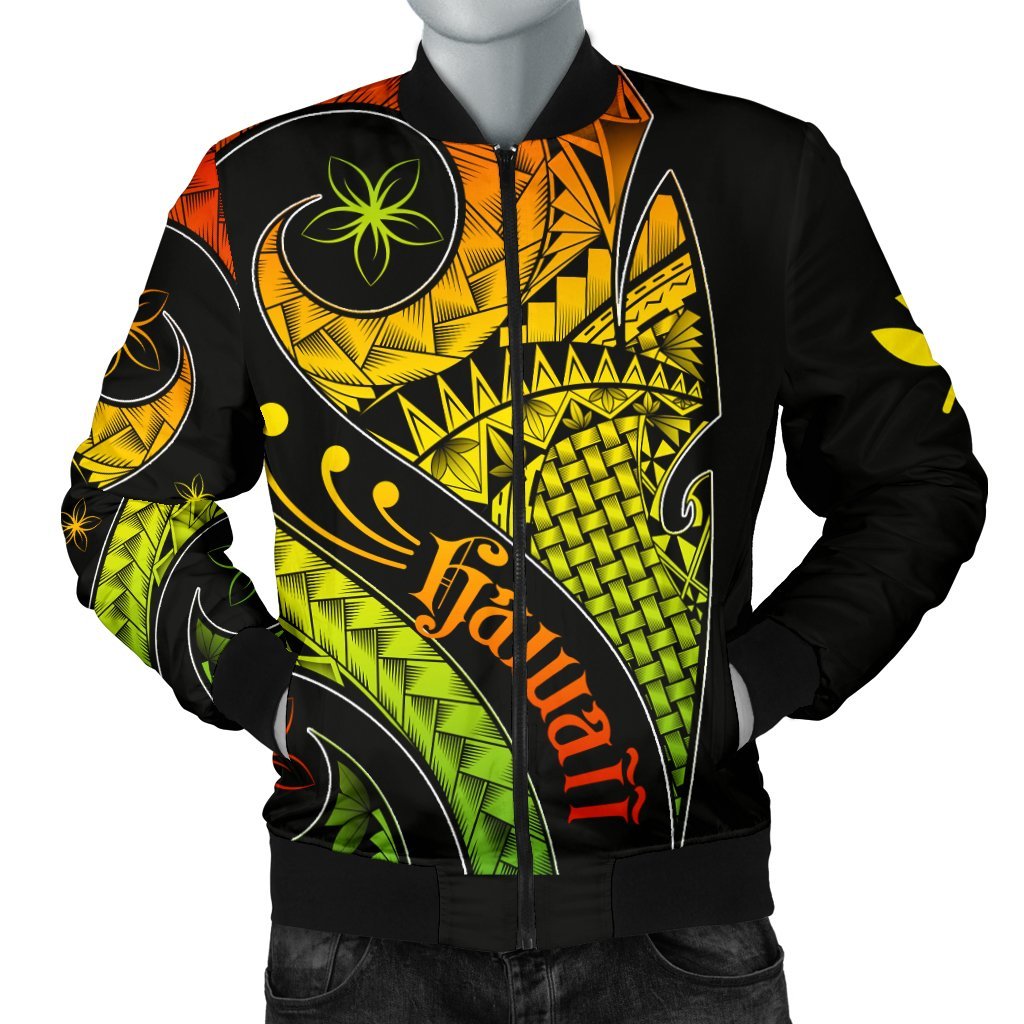 Hawaii Men's Bomber Jacket - Hawaii Polynesian Decorative Patterns Black - Polynesian Pride