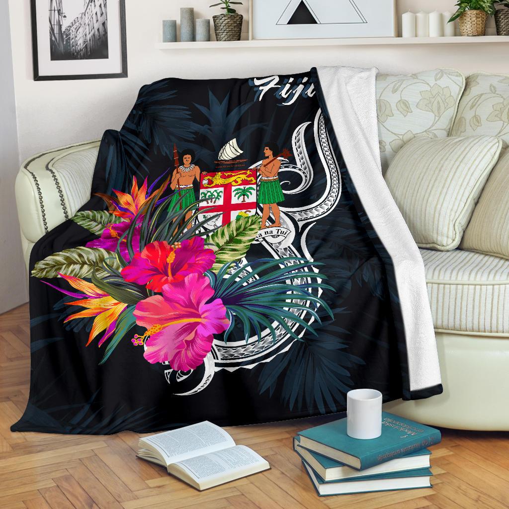 Fiji Polynesian Premium Blanket - Tropical Flower White - Polynesian Pride