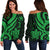 Hawaii Women Off Should Sweater - Green Tentacle Turtle Green - Polynesian Pride