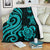 Guam Polynesian Premium Blanket - Turquoise Tentacle Turtle White - Polynesian Pride