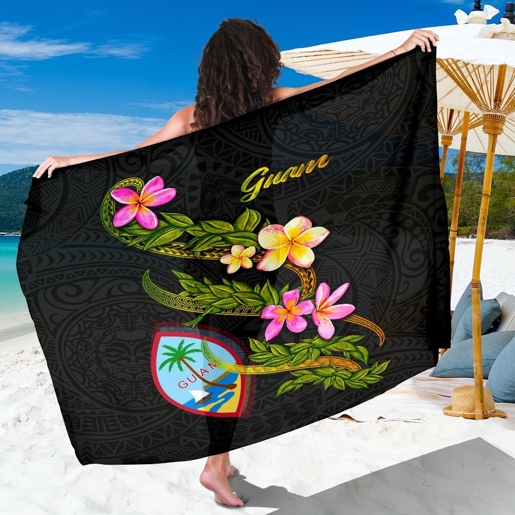 Guam Polynesian Sarong - Plumeria Tribal Women One Size Black - Polynesian Pride