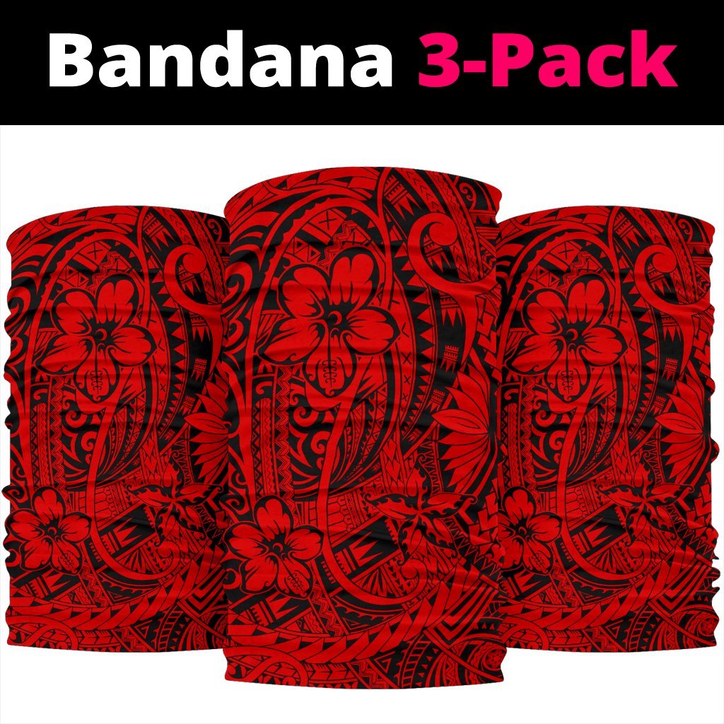 Polynesian Flower Tattoo Red Unisex Bandana One Size Red - Polynesian Pride